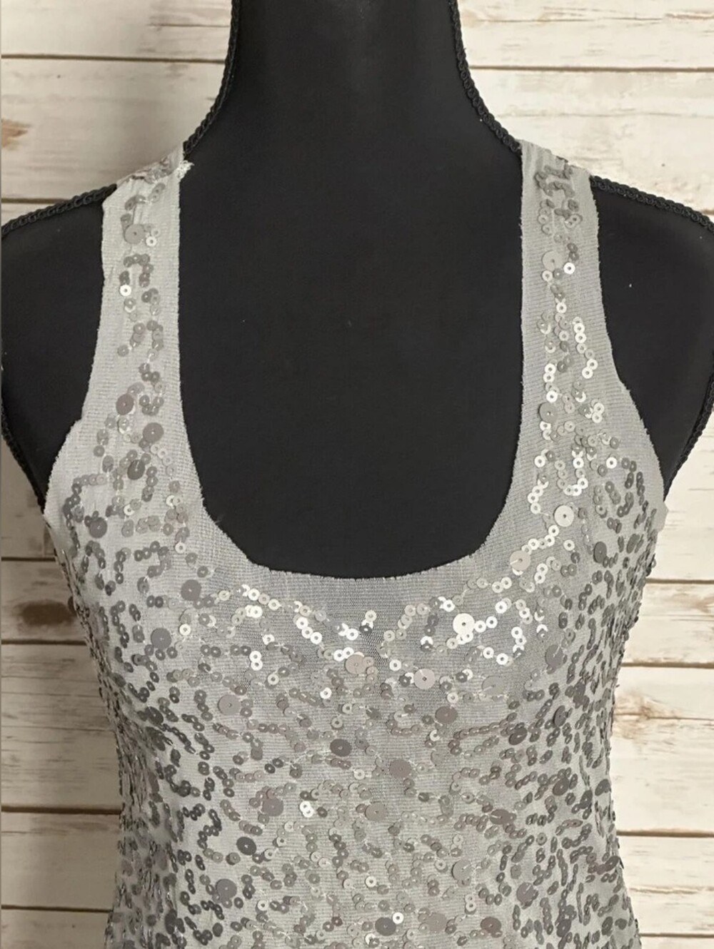 Silver Sequin Racerback Tank Top - Picture 2 of 4